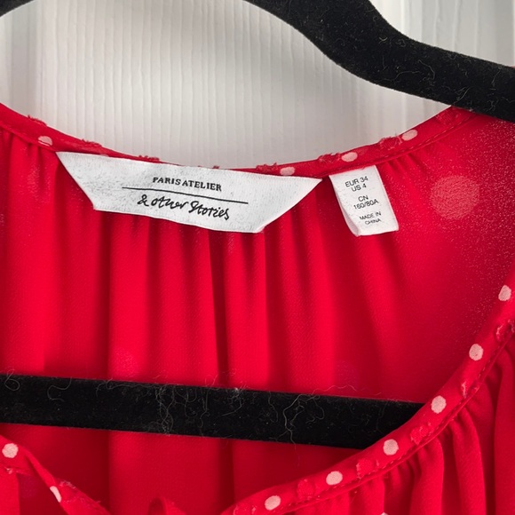 & Other Stories Paris Atelier Red Polka Dot Dress - Picture 4 of 7